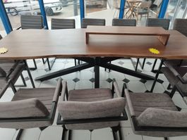 Esstisch massiv mit Baumkante 200x100 cm mit Spider Schwarz