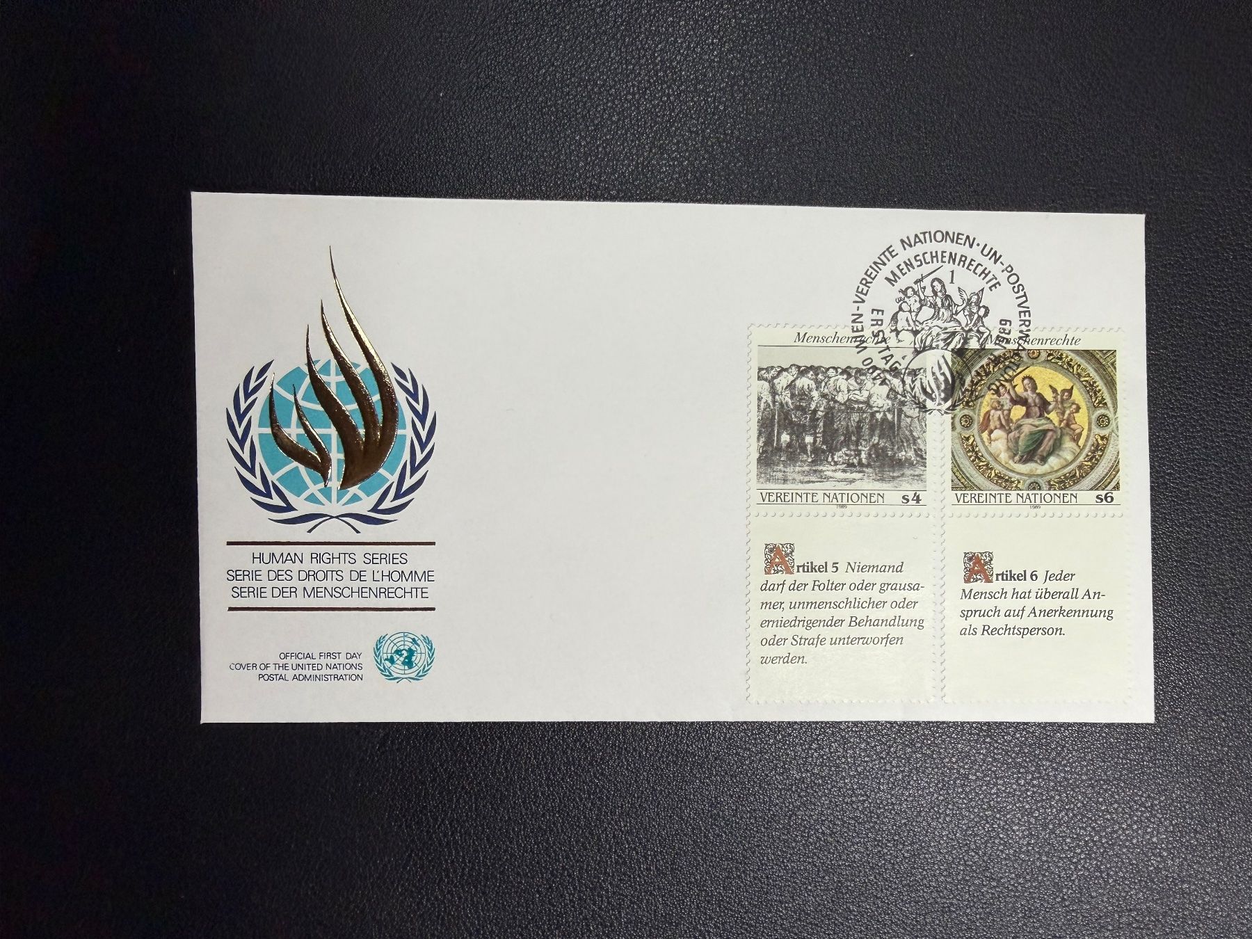Tutti i francobolli: UNO Wien Menschenrechte FDC 1989 – Usato da oberrüti venduto da jeanmei