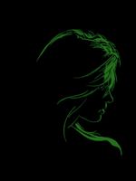 Art print portrait black green used condition