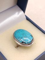 Vintage 925er Silber Unisex Ring Natur Türkis Top