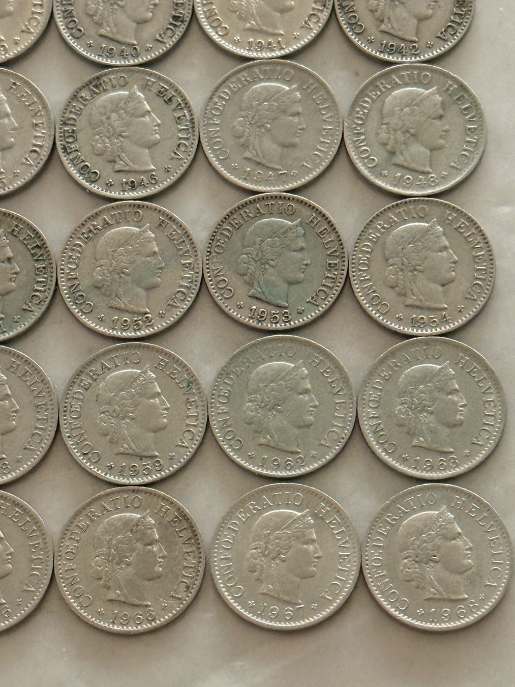 Tutti le monete: 36 x 5 Rappen  1930 - 1968 – Usato da Wallisellen venduto da SWISS_SILVER1 4