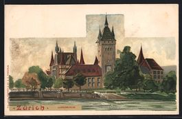 AK Zürich, Blick auf das Landesmuseum