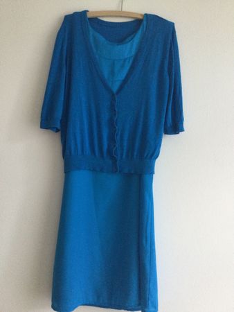 Schickes Sommerkleid mit Jäckchen - S - Türkis- petrolblau