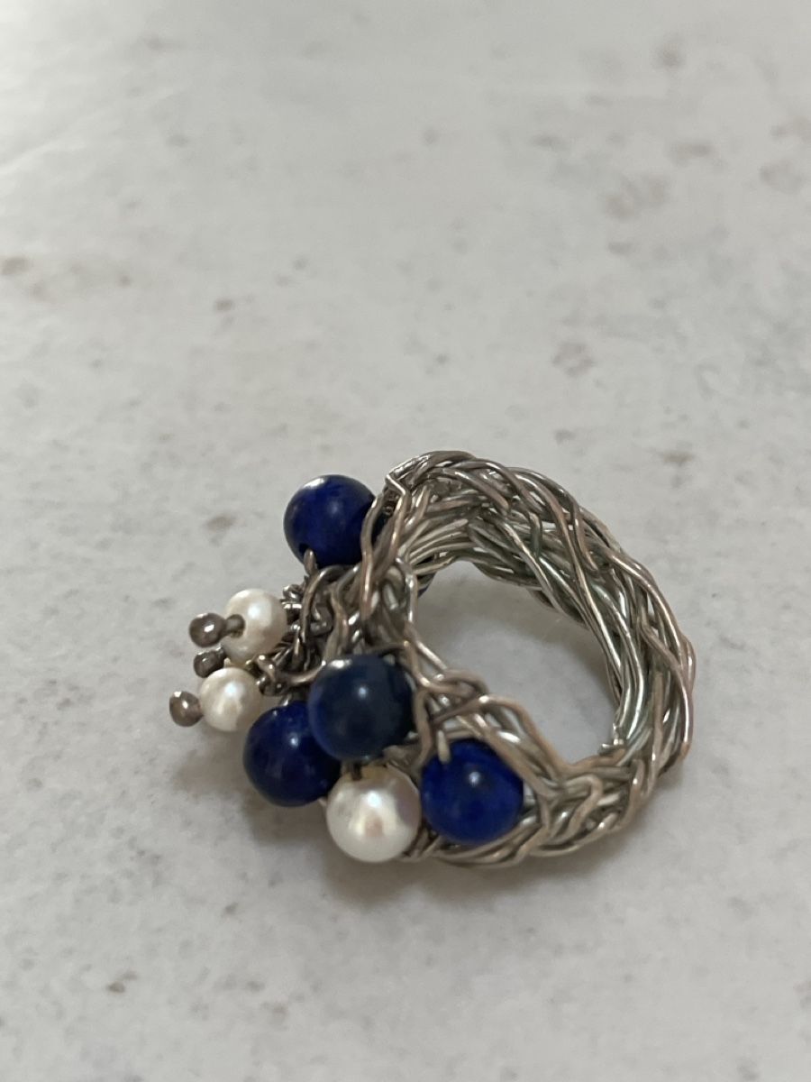 Anelli: GESCHENK-IDEE Ring mit Lapislazuli/Perlen, Silber 925 – Nuovo (secondo la descrizione) da Steinmaur venduto da RosaliaT 4