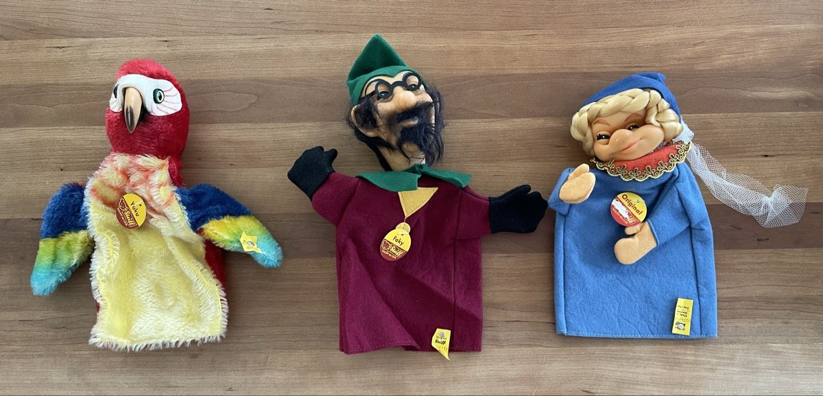 Steiff Giocattoli: 3 Stk. Original Vintage Steiff Handpuppen – Nuovo (secondo la descrizione) da Embrach venduto da Canderau