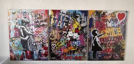 Set aus 3 Graffiti-Plakaten in Cliprahmen