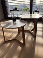 Beistelltisch Set rund weiss/Eiche