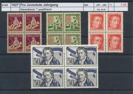 1927 Pro Juventute, Viererblockjahrgang, ** postfrisch