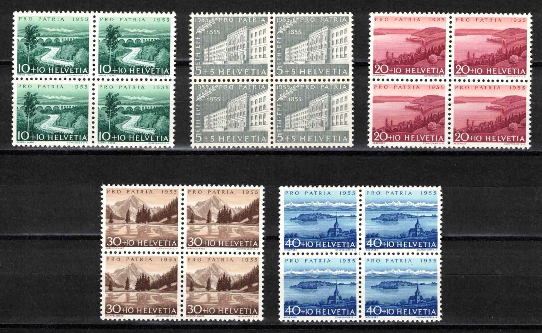 Tutti i francobolli: Pro Patria 1955 Serie im 4er-Block ** postfrisch – Nuovo (secondo la descrizione) da Nuglar venduto da Stamp88