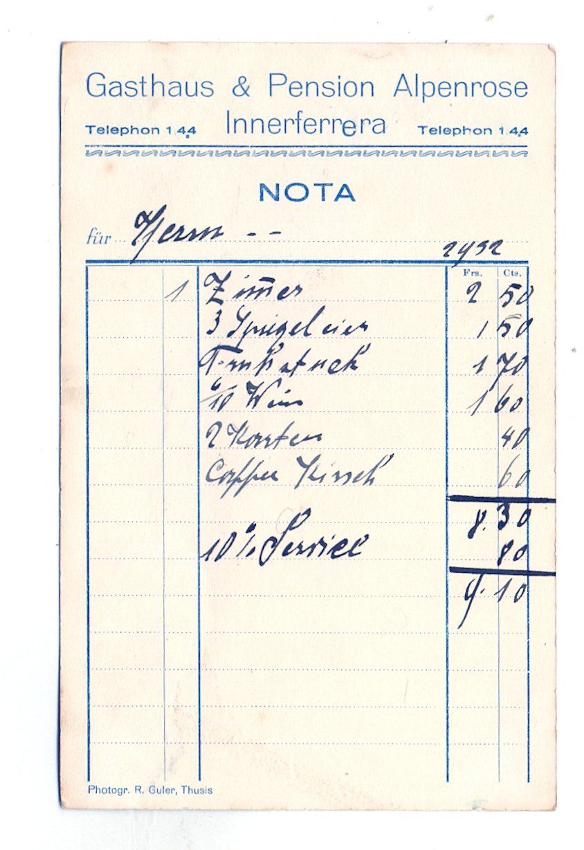 Cartoline postali: Innerferrera - Gasthaus Alpenrose – Usato da Tagelswangen venduto da Miski 1