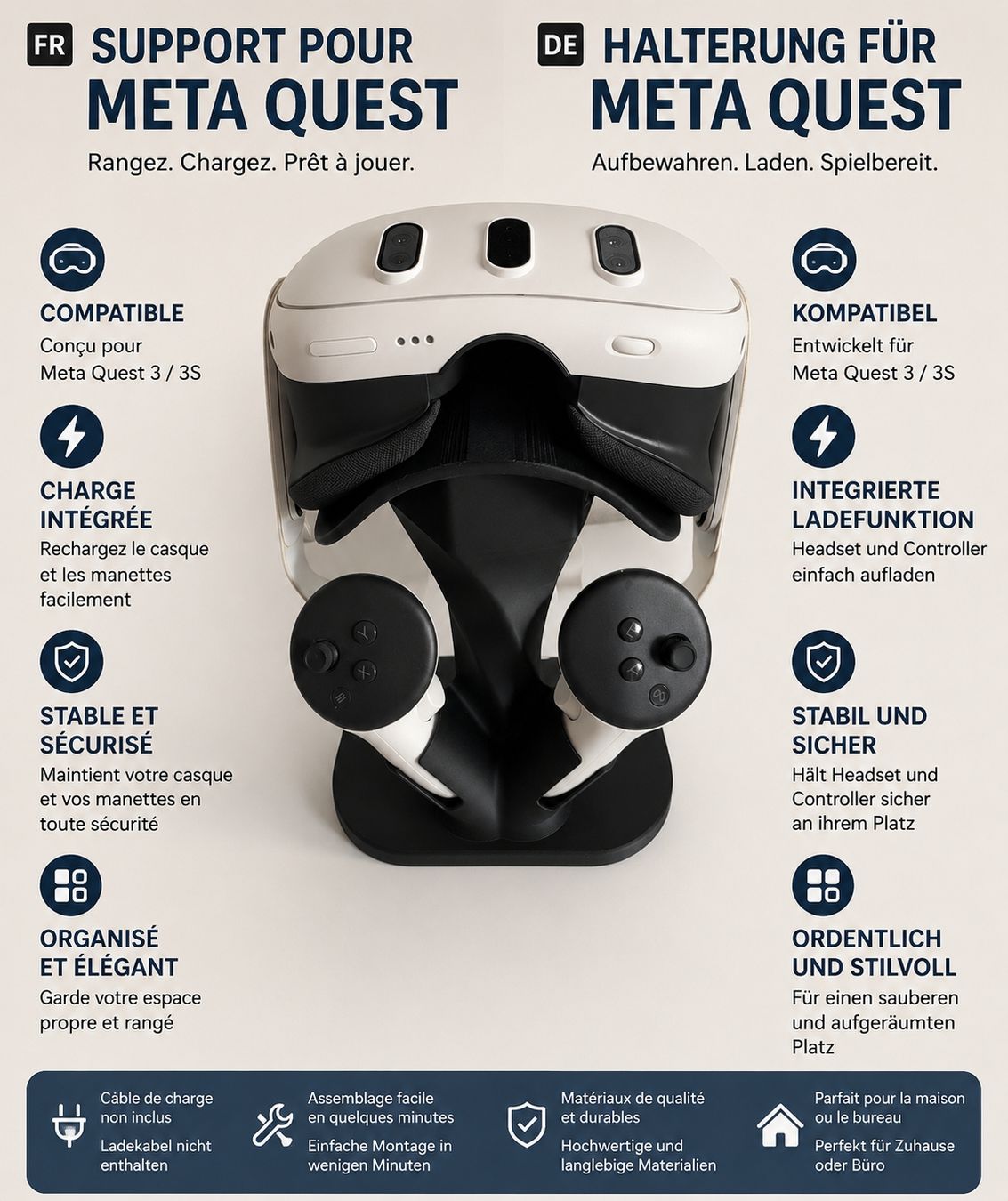 Meta Casco VR: Support pour Meta Quest 3 / 3S – Nuovo e nell'imballaggio originale da Pieterlen venduto da BTF3DPRINTING