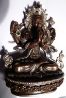 EINMALIGE TIBETISCHE BUDDHA-STATUE- HANDGEMACHT,-9 x 6,5