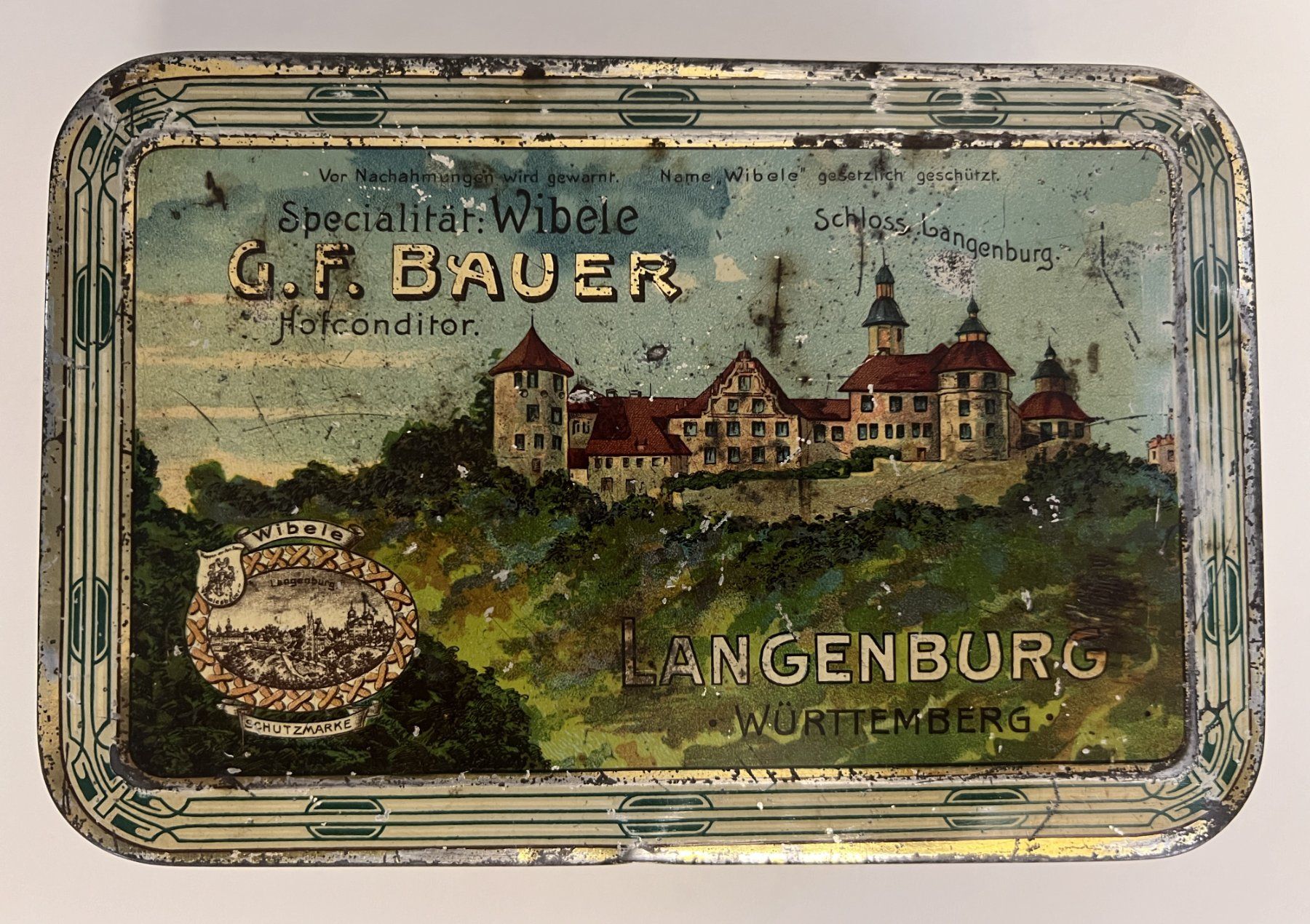 Dosen: Blechdose "G.F.BAUER Hofconditor-Wibele" Schloss Langenburg – Gebraucht aus Rothrist von Brandystar