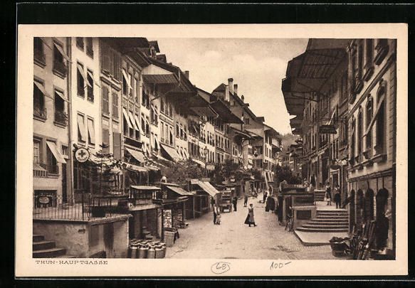 Ansichtskarten: AK Thun, Geschäfte in der Hauptgasse – Gebraucht aus Berlin von bartko-reher