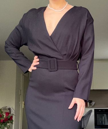 Massimo Dutti black midi dress