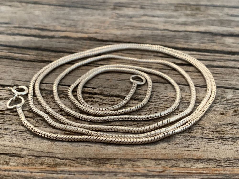 Schlangenkette Lang Versilbert 81cm 2mm Massiv Kaufen Auf 