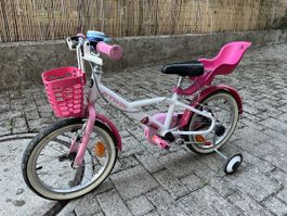 Kindervelo Decathlon weiss rosa 16 Zoll
