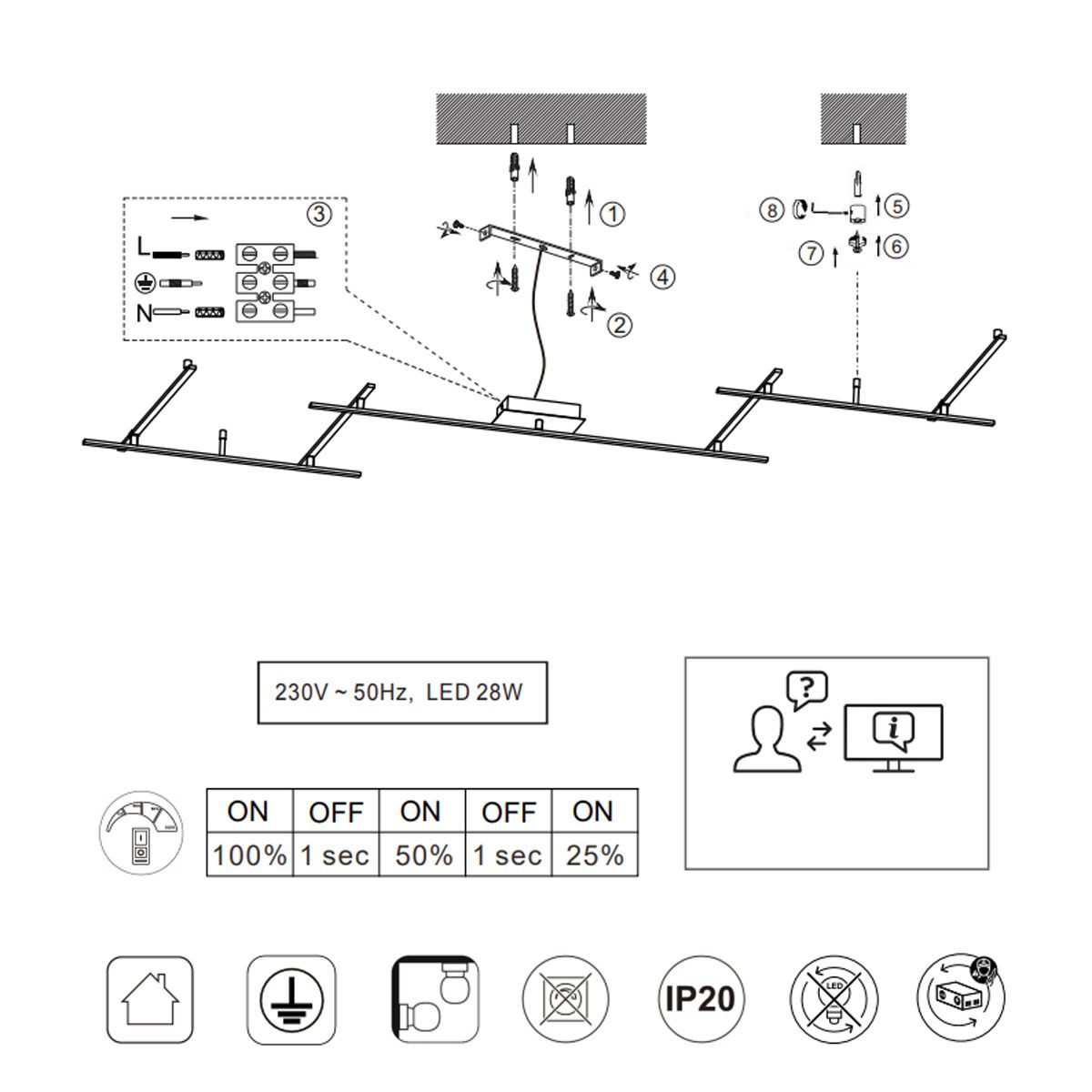 Lampadari & plafoniere: LED Deckenleuchte, Dimmbar, 345 cm Länge – Nuovo (secondo la descrizione) da Kreuzlingen venduto da Smart-Light 3