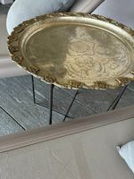 Tablett rund verziert Metall Silber Gold  Durchmesser 51 cm