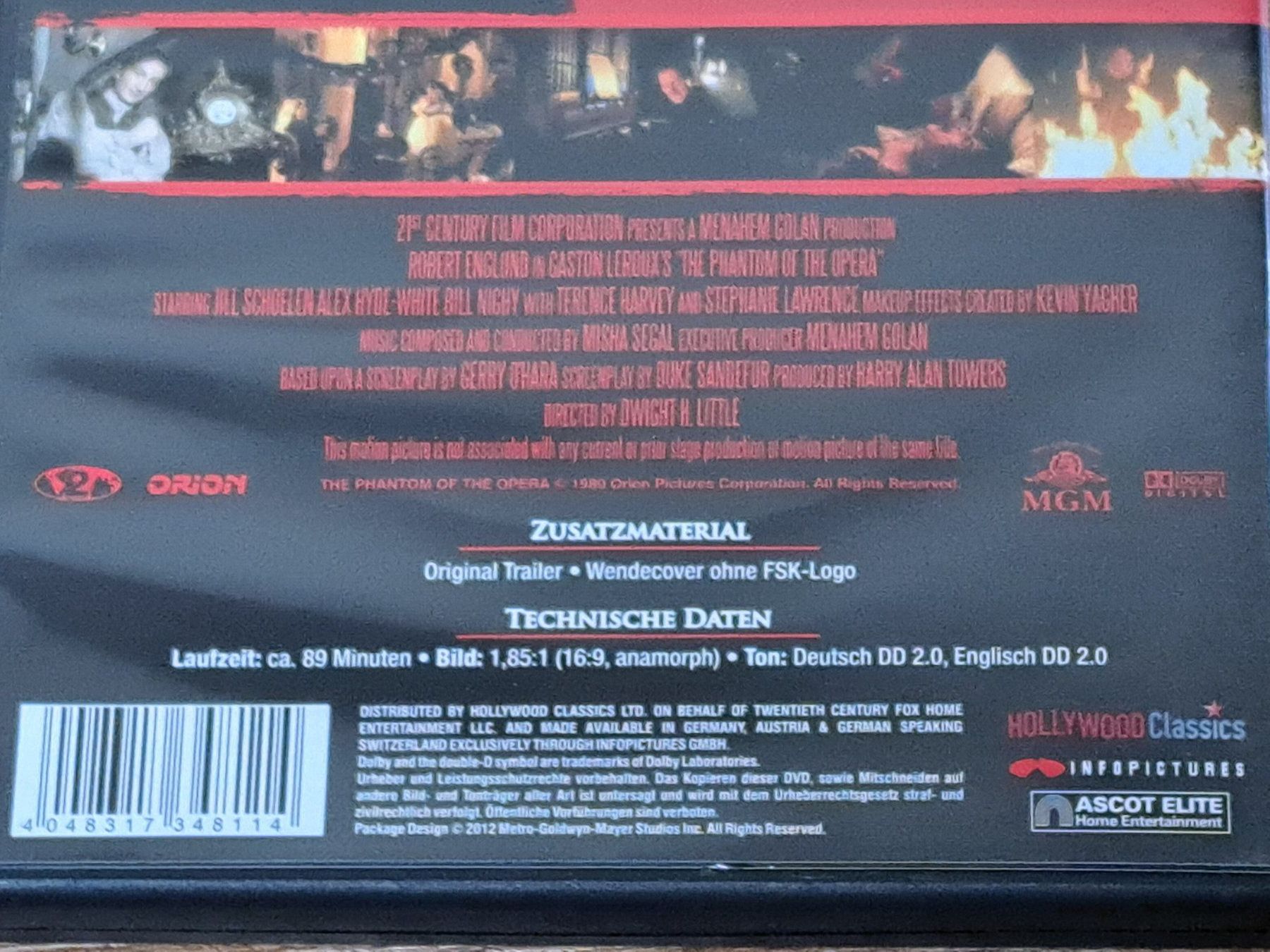 Tutti i DVDs: DVD Phantom of the Opera mit Robert Englund, 1989 – Nuovo (secondo la descrizione) da Unterseen venduto da Kanica 3