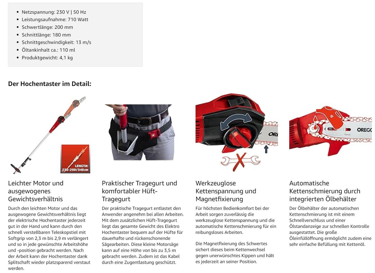 Einhell Seghe: Einhell Elektro-Hochentaster  GE-EC 720 T Kit – Usato da Henggart venduto da Alwin8 8