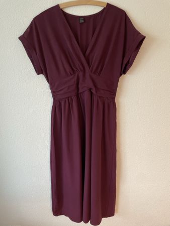 Bordeauxfarbenes Damenkleid Gr. L 40/42, V-Ausschnitt, Somme