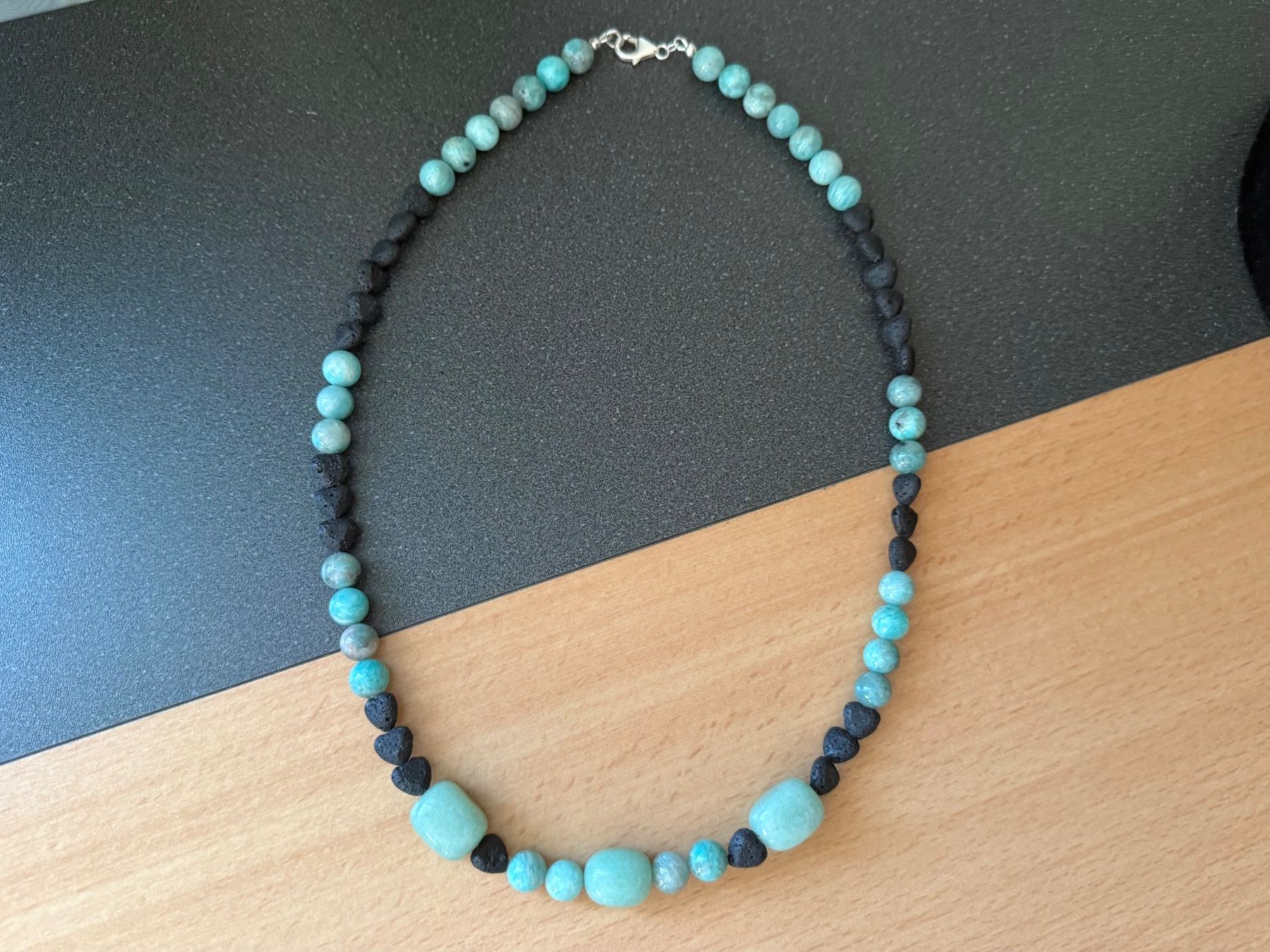 Catenine: Halskette mit Amazonit, Lava und Silber – Nuovo (secondo la descrizione) da Lamone venduto da LaCantinaMagica 3