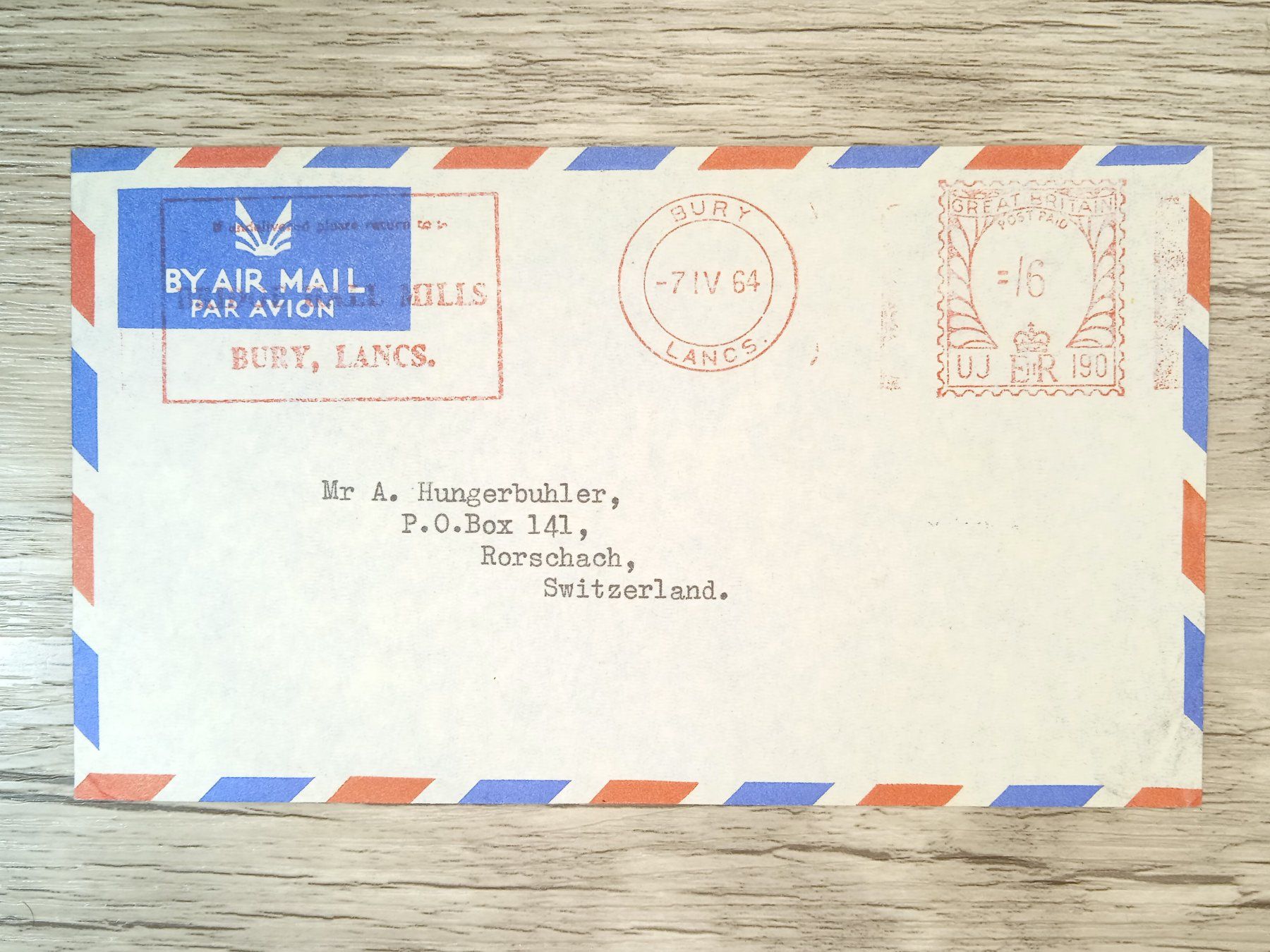 Tutti i francobolli: TR63 Enveloppe + Timbre England 1964 – Usato da Cousset venduto da Patrick_Collections