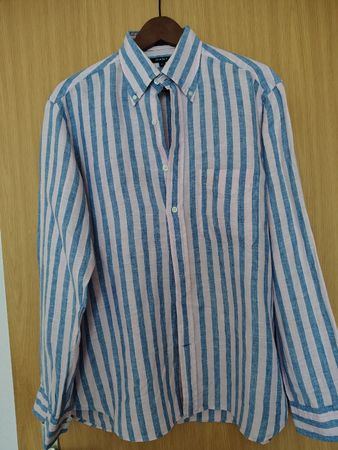 GANT Hemd 100% Leinen gestreift blau/pink, Gr. M,  Loose fit