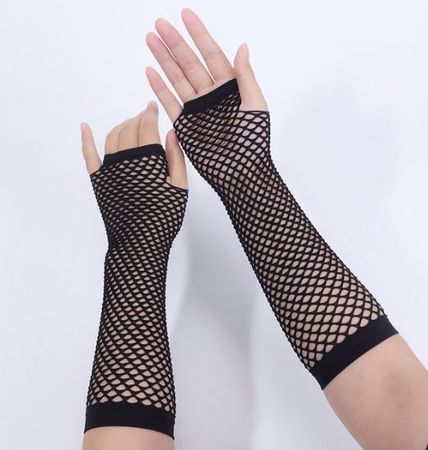 NEUE lange Netz Handstulpen schwarz stretch - 223074