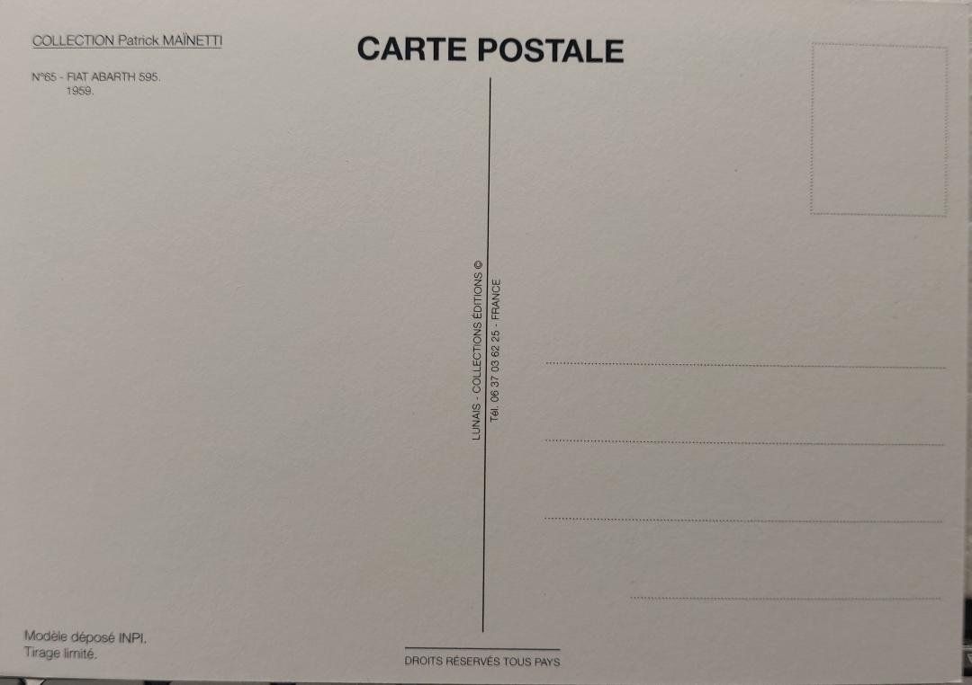 Cartoline postali: FIAT  ABARTH 595 - 1959 – Nuovo (secondo la descrizione) da Delémont venduto da Domdom1 1