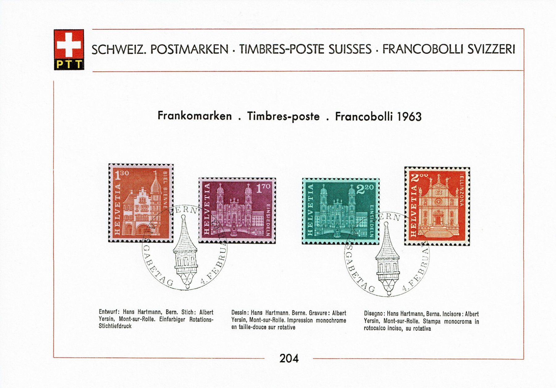 Alle Briefmarken: Sammelblatt PTT ET-Stempel no 204 – Gebraucht aus Neuchâtel von yacamoto