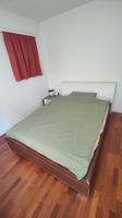 Bed with padded headboard, slatted base, 140x200 cm