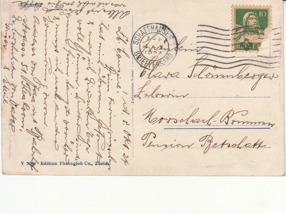 Ansichtskarten: Rheinfall 1924 – Gebraucht aus Bürglen TG von StampGraf 1