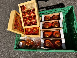 Weihnachtsschmuck Set Glas orange und gold diverse Formen