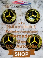 Mercedes Nabendeckel Radnaben 75mm Felgendeckel Gold/Schwarz