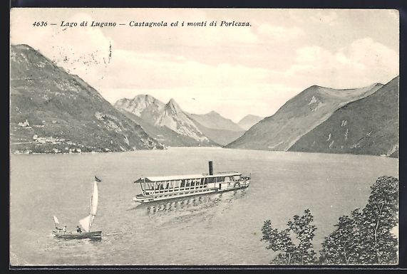 Cartoline postali: Lugano, Raddampfer auf dem See unterwegs – Usato da Berlin venduto da bartko-reher