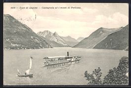 Lugano, Raddampfer auf dem See unterwegs