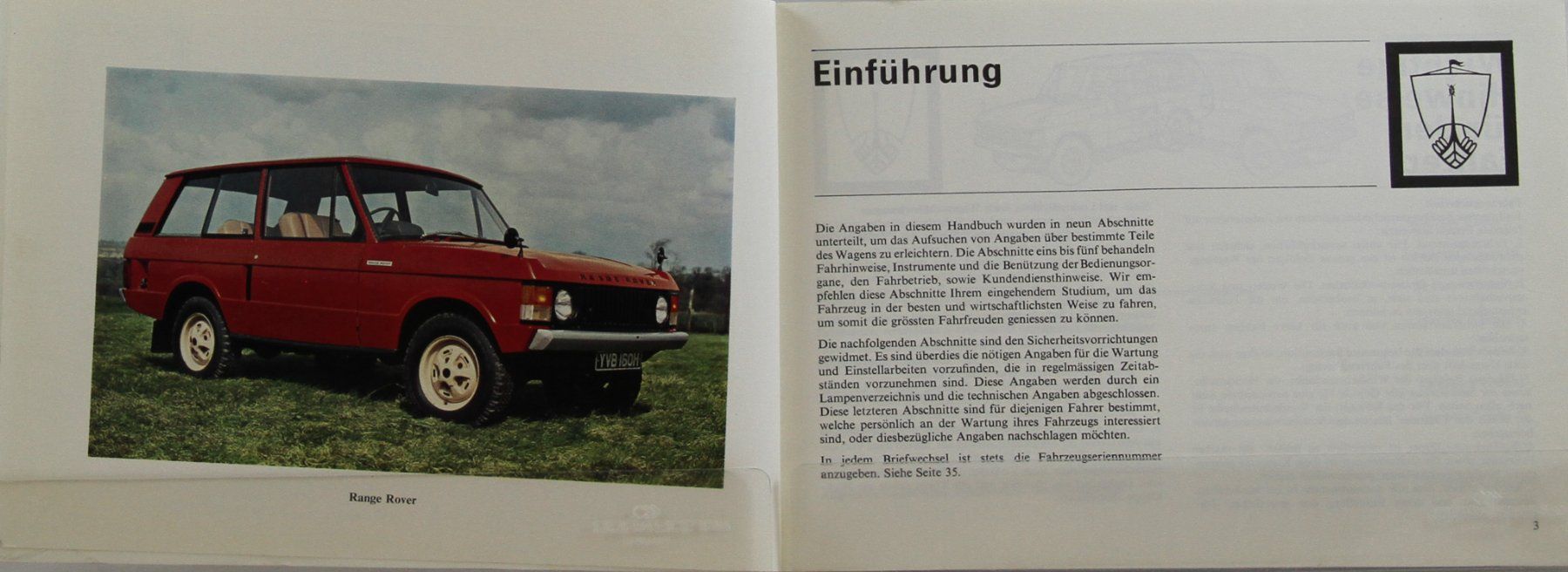 Land Rover Documenti: ORIGINAL BETRIEBSANLEITUNG | RANGE ROVER | AB 06.1970 - DE – Usato da Unterägeri venduto da GIGOLOLIT 1