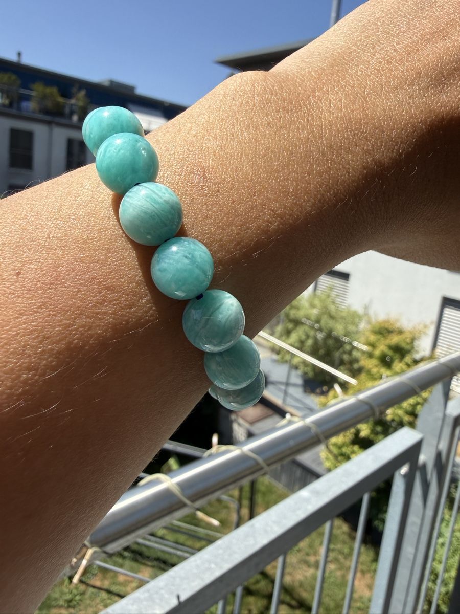 Bracciali & Braccialetti: Amazonit Armband 10mm | Naturstein Perlenarmband Elastisch  – Nuovo (secondo la descrizione) da Jegenstorf venduto da SteinGlanz 5