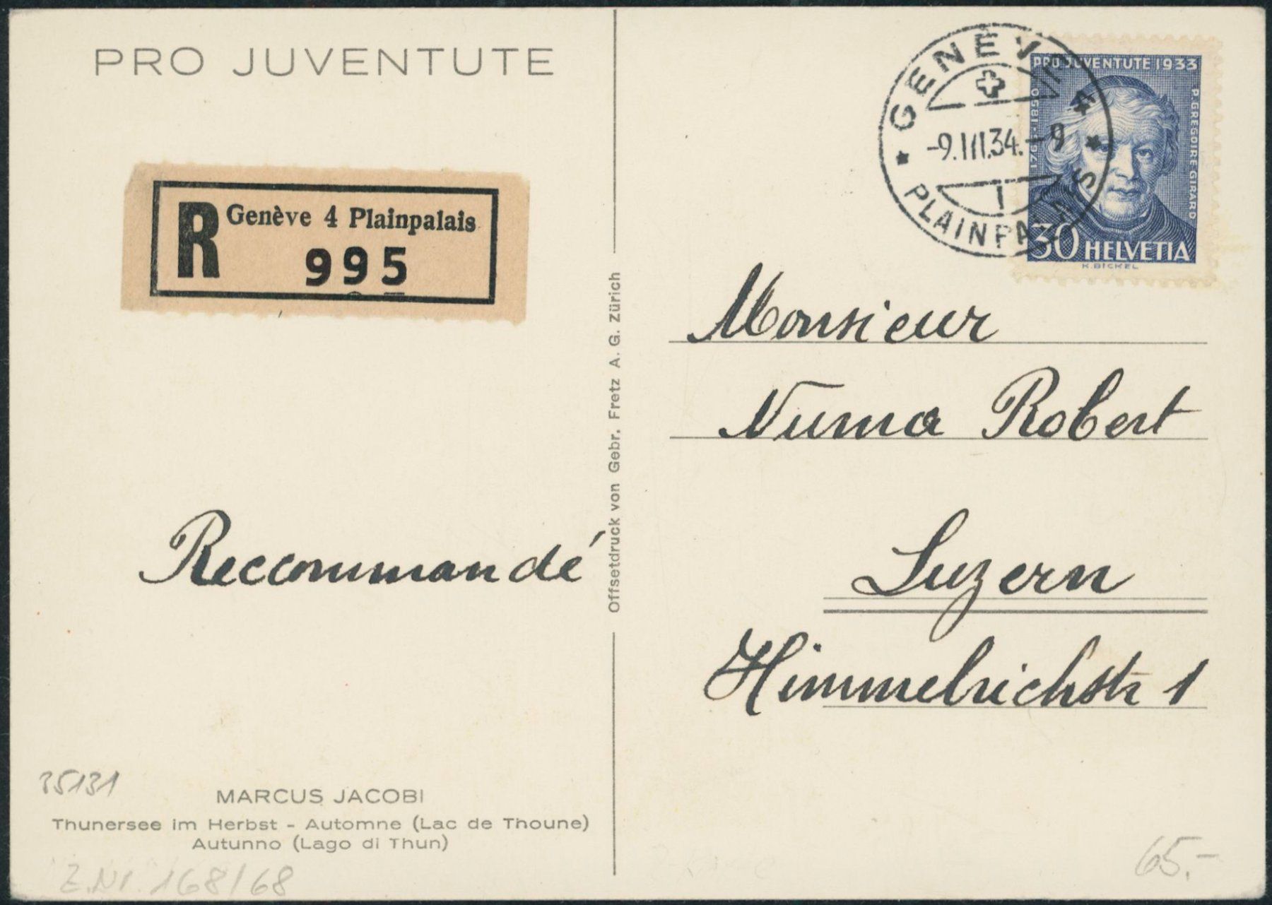 Tutti i francobolli: 1933 - Pro Juventute Karte – Usato da Schindellegi venduto da leecollect