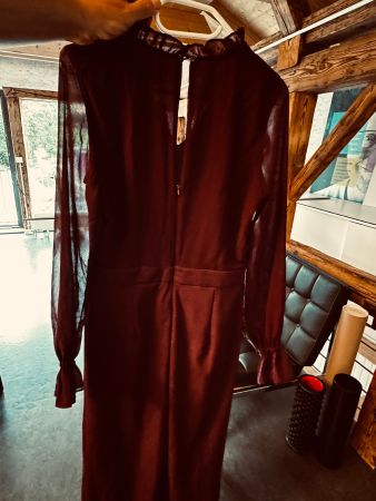 Festliches Jumpsuit Anzug mit glitzer-Jäggli in Bordeaux