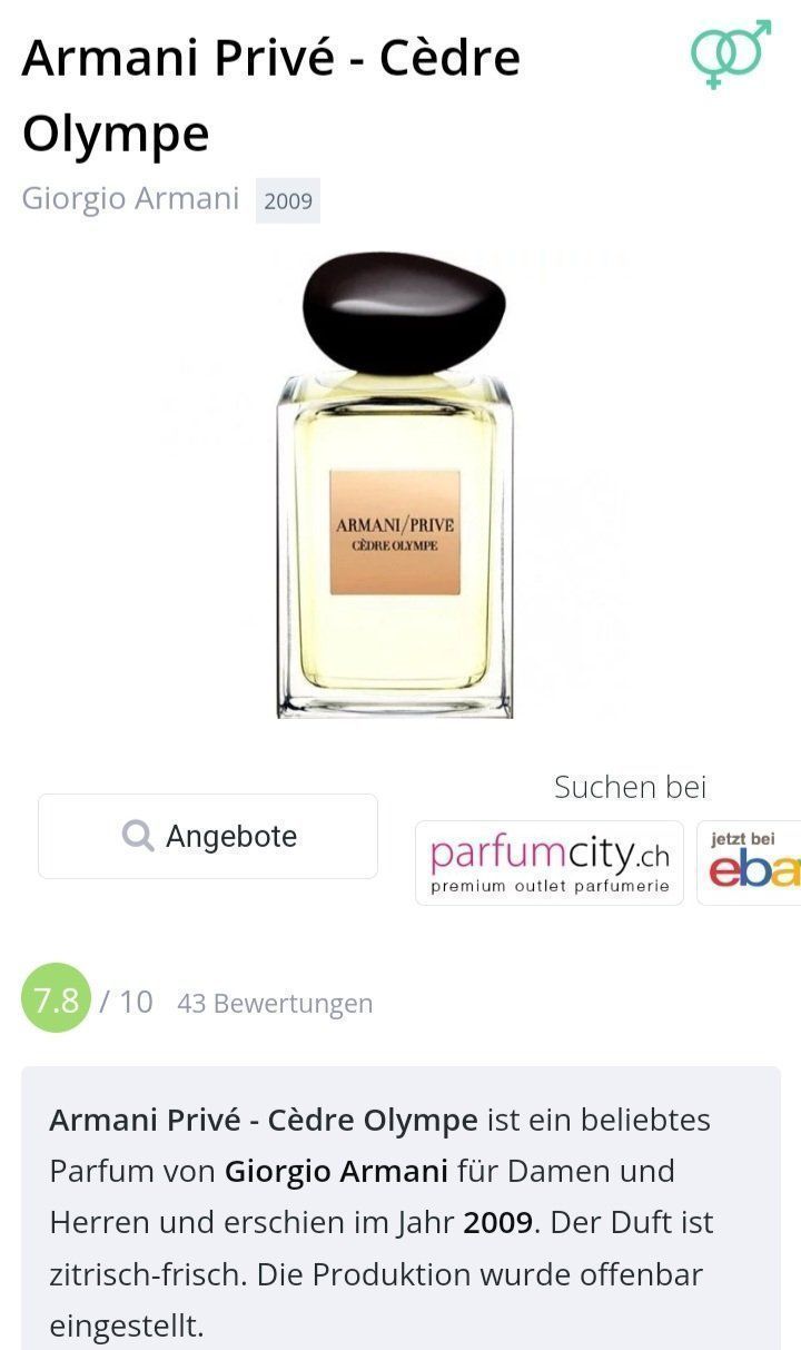 Armani Parfum & Eau de Toilette: 2 ml ARMANI PRIVE CEDRE OLYMPE ABFÜLLUNG – Neu (gemäss Beschreibung) aus St. Gallen von CaliSunshine 2