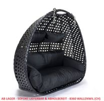 20591 Rattan 2er Hängekorb Hängesessel TWIN NUR Korb Schwarz