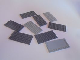 LEGO - 9 - GRAUE - PLÄTTLI - 12 X 6 - NOPPEN