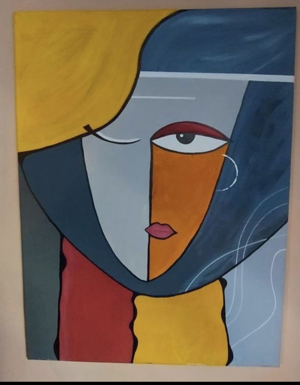 Tableaux: Abstraktes Gemälde "Frauengesicht" handmade 60×80 – Neuf (Voir description) à Riehen par Steinbock1970