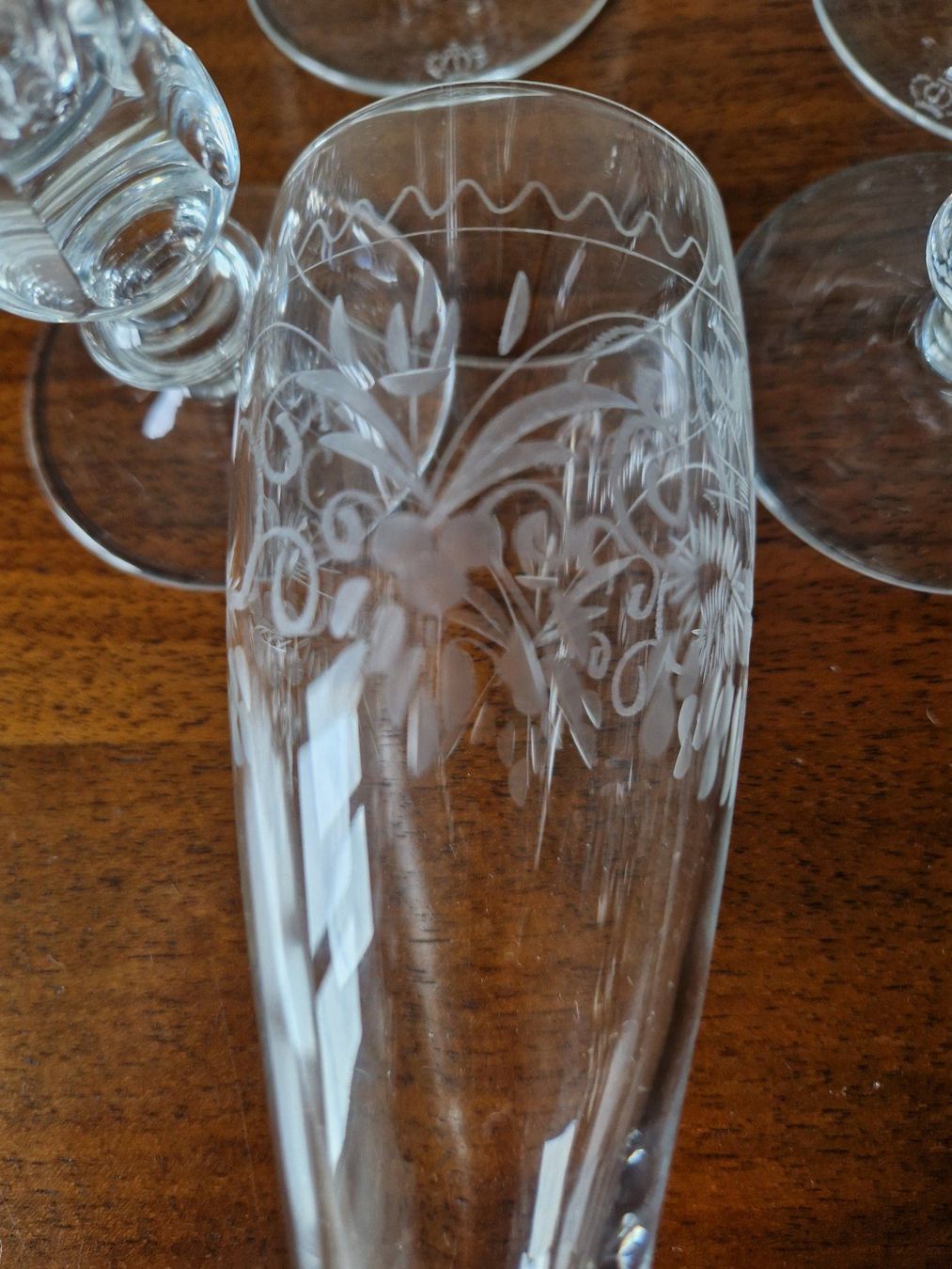 Gläser: 8 Theresienthal Champagnergläser, Radgravur – Neu (gemäss Beschreibung) aus Bern von Antikbatik 6