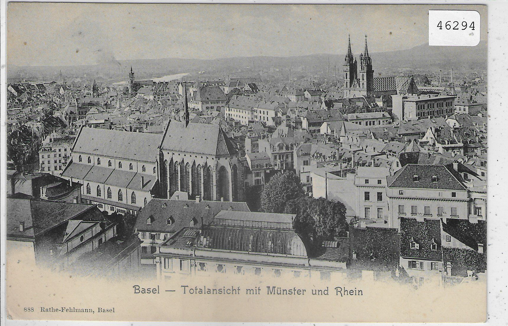 Cartoline postali: Basel - Totalansicht mit Münster und Rhein – Usato da Ettingen venduto da Kartenplanet