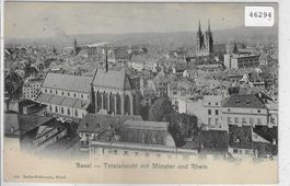 Basel - Totalansicht mit Münster und Rhein