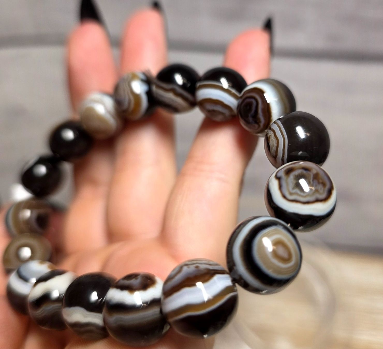 Minerali & Pietre curative: Black lace Achat "Evil Eye" Armband B – Nuovo e nell'imballaggio originale da Matzingen venduto da Shay_Crystalz 1